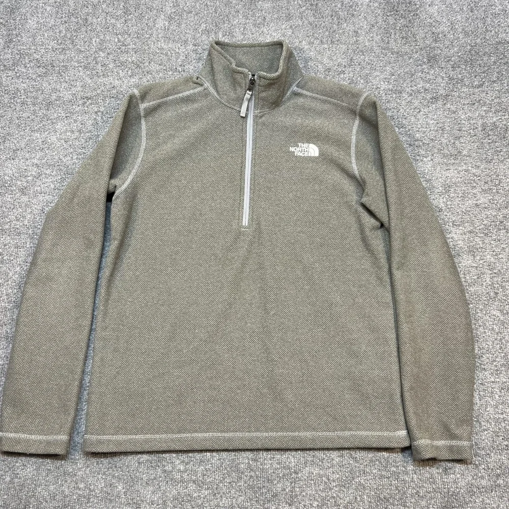 The North Face Fleece Pullover Mens Medium Gray 1/4 Zip Long Sleeve Shirt Hiking